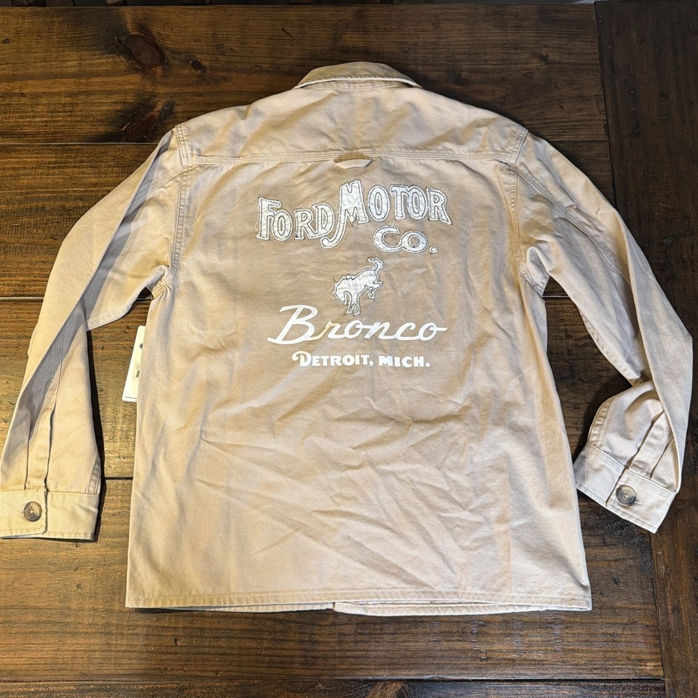 Ford Bronco Heavy Twill Chore Jacket Men's M Shale NWT Workwear Embroidered